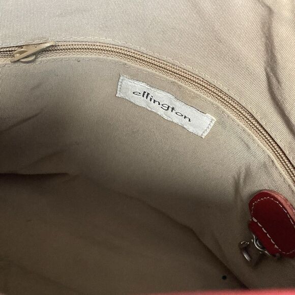 Ellington Red Leather Shoulder Bag Whipstitch Trim Button Closure‎ - Picture 11 of 15